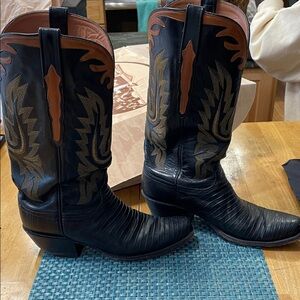 Lucchese Black and Brown Western Boots